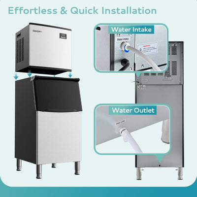 EUHOMY 339/449Lbs/24H Easy Use Commercial Ice Maker Machine Includes 2 Bottles of Cleaner - Euhomy