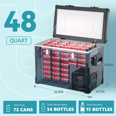 EUHOMY 12 Volt Refrigerator Car Refrigerator 12/24V DC 110-240V AC for Camping, Travel, Truck, Home - Euhomy
